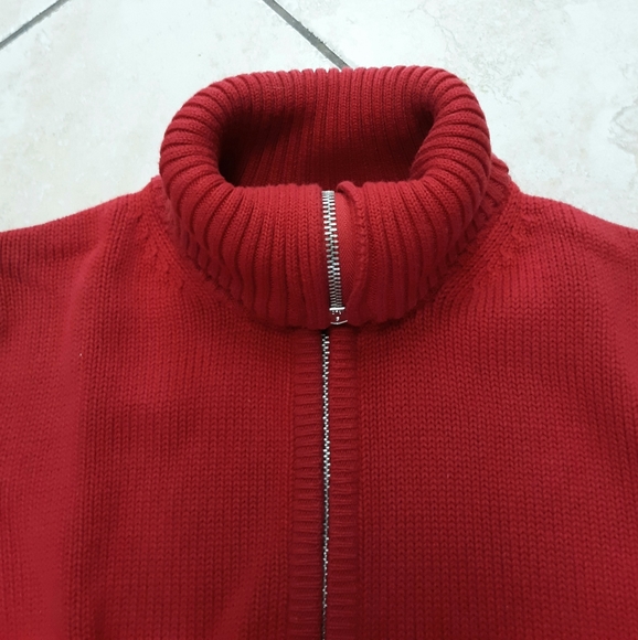 New Women's Cardigan Sweater Size Small Rafaella Cotton Zippered Red - Picture 3 of 5